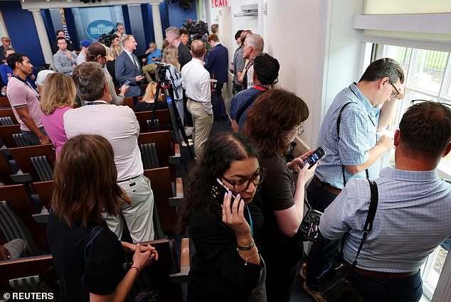 Reporters were rushed into the White House briefing room on Tuesday after a security incident on the North Lawn