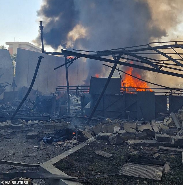 The punishing explosion, which erupted at 8.18am this morning according to Italian media, levelled the entire lot