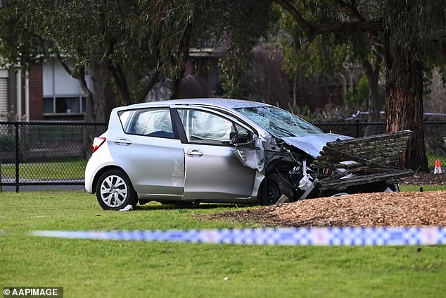 A Toyota Yaris driven by a 91-year-old driver smashed through a playground after the crash