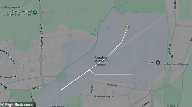 The flight to Lelystad was scheduled to take off at 3.45pm but appears to have veered off the runway, according to Flightradar