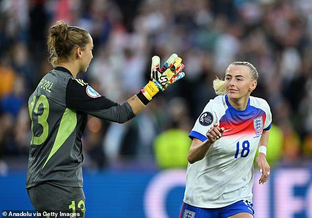 The Arsenal star smashed the ball into the top corner past Spain's Cata Coll to win the Euros