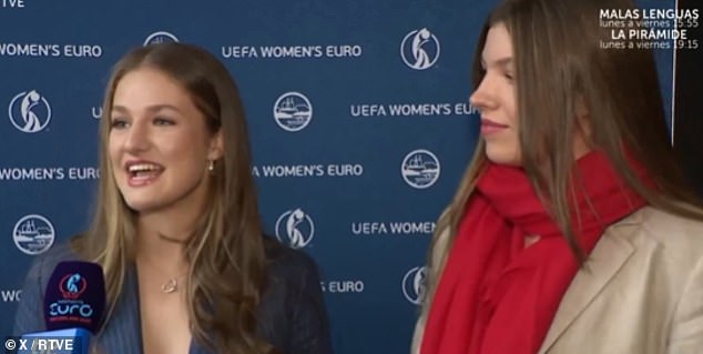 Princess Leonor , 19, and Sofia, 18 - daughters of the country's King Felipe and Queen Letizia - were proud as ever of their woman's football team as they made their way to St. Jakob-Park in Basel, where their squad will be facing off the Lionesses tonight