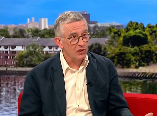 Steve Coogan, pictured on BBC Breakfast, has suggested that working class people are being 'ethnically cleansed' amid the redevelopment of northern cities
