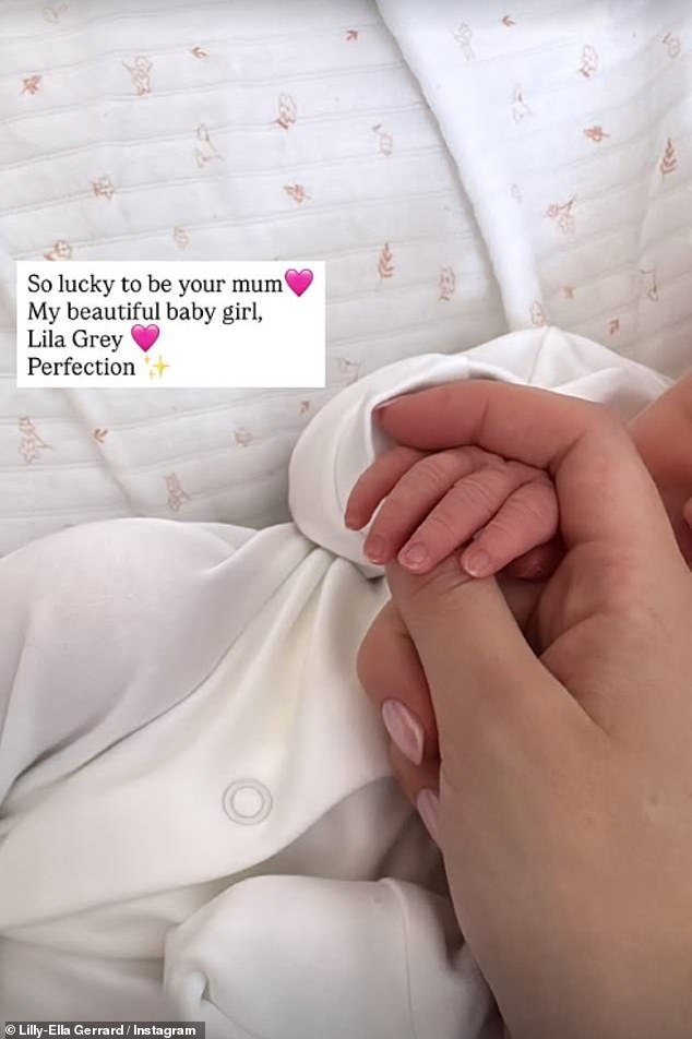 The influencer shared an adorable image on her Instagram story of her holding her baby's hand in a touching post and shared her daughter's name in the caption
