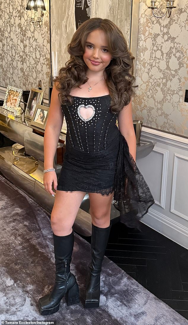 Tamara Ecclestone has shared an image of her eldest daughter Sophia - also known as Fifi - on Instagram on Saturday posing in heels and a mini dress, sporting a full face of make-up
