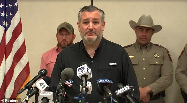 Senator Ted Cruz speaks at a briefing in Kerr County, Texas following devastating deadly floods