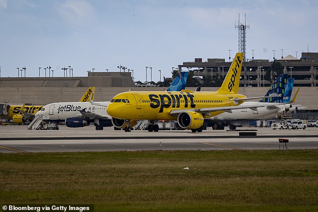 A Spirit Airlines spokesperson said the crew contacted law enforcement, and passengers were deplaned so authorities could investigate (file photo)
