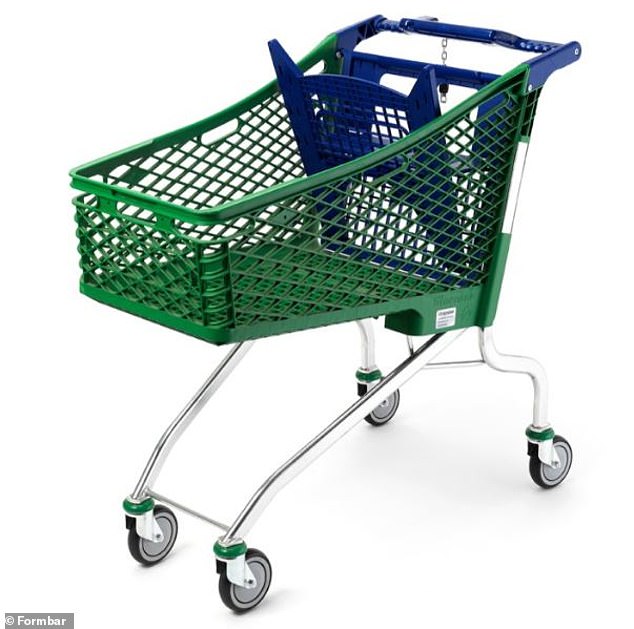 The model (pictured) is said to be much lighter, easier to steer and quieter than its normal clanking metal counterpart, making the weekly shop a breeze