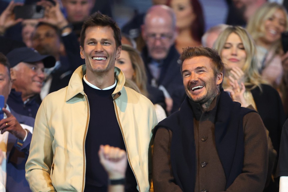 Tom Brady and David Beckham at a Birmingham City F.C. match.