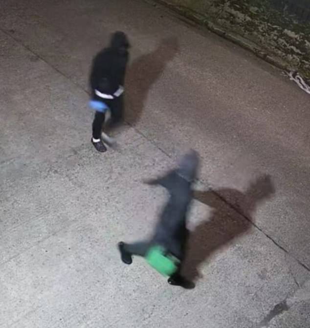 Arsonist Nii Kojo Mensah and Jakeem Barrington Rose are seen carrying a Jerry can of fuel used to help ignite the fire in Leyton, east London