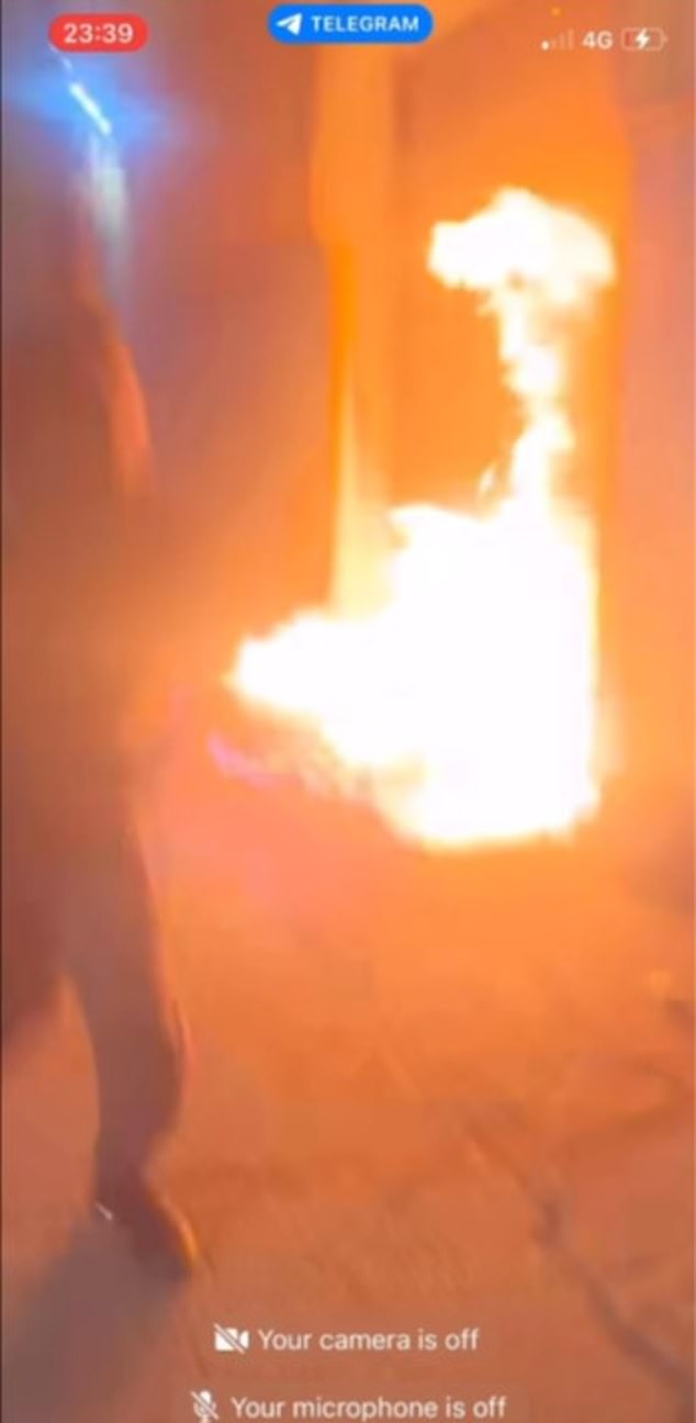 The group, hired as part of a plot by Russian mercenary group Wagner, later returned to the scene to livestream the blaze for their Russian handlers