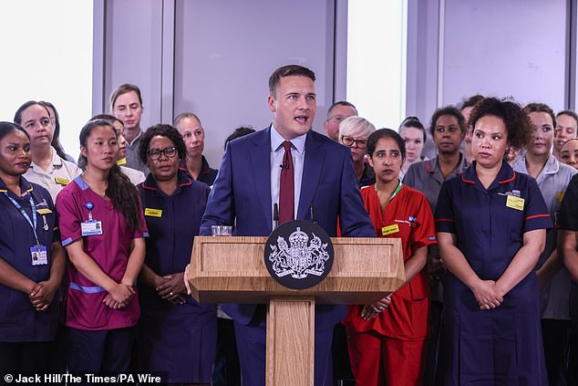 The app, Health Secretary Wes Streeting promised, pictured, will undergo a major overhaul by 2028 to use patients¿ medical records and artificial intelligence to provide instant answers to users¿ questions and direct them to the best place for care