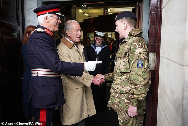 In a message to mark today’s 20th anniversary of the atrocities, King Charles praised those ‘who rushed towards danger to help strangers’ (pictured: the King during a visit to Kirkcaldy to unveil a Commemorative Cairn last week)