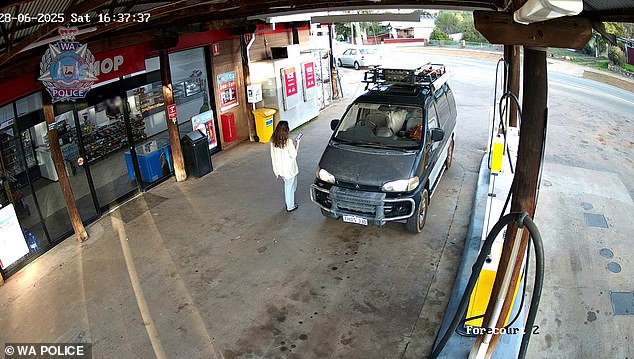 Police shared CCTV of Ms Wilga's 1995 Mitsubishi Delica van at a petrol station in Toodya