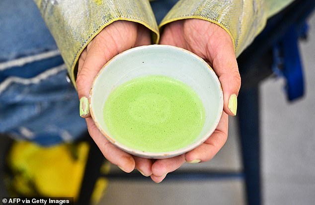 Matcha is finely ground powder made from green tea leaves that is whisked together with hot water