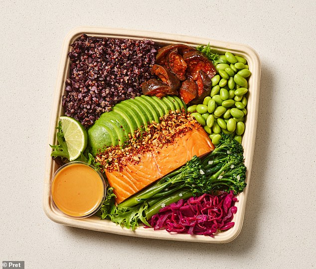 Pret - one of the biggest café chains in the country - is now selling a salmon salad that starts from £12.95 (pictured)