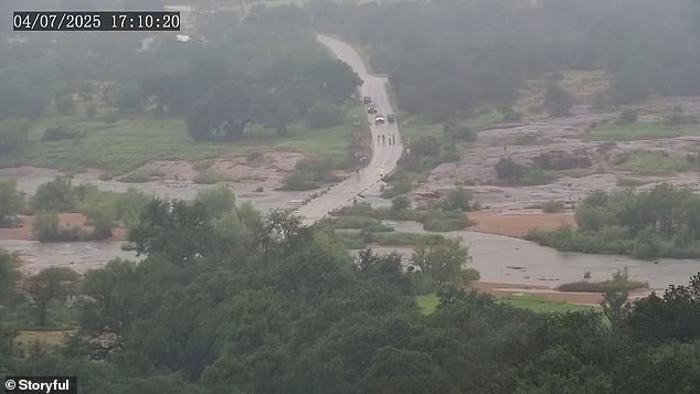 A chilling timelapse video has emerged showing how the Guadalupe River surged more than 30 feet above its normal level in under an hour