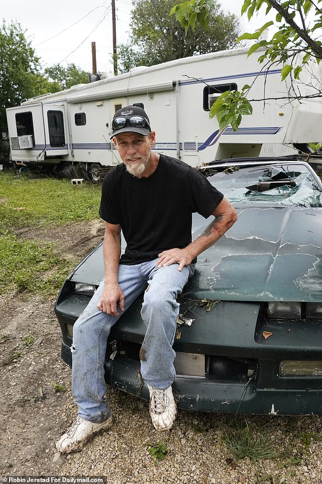 Ray Lackey's trailer home in Ingram, Texas was wrecked in the devastating floods