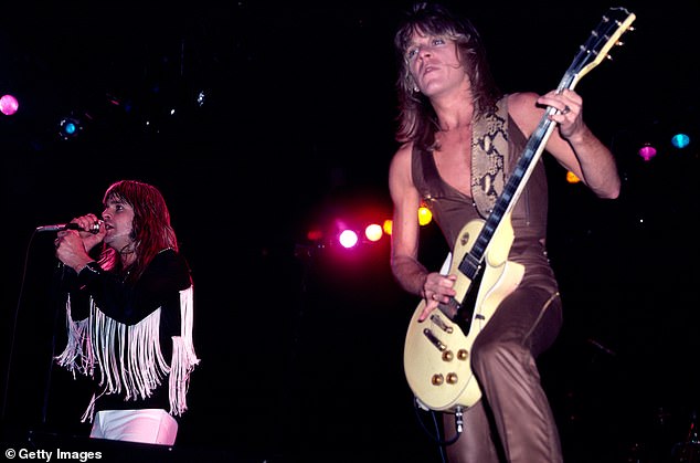 Ozzy Osbourne pictured with Randy Rhoads (pictured at the Blizzard of Ozz Tour) who died ina plane crash in 1982