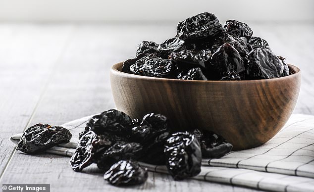 The dried fruits, which cost as little as £1.20, are high in fibre which helps to bulk out stools, making them softer and easier to pass