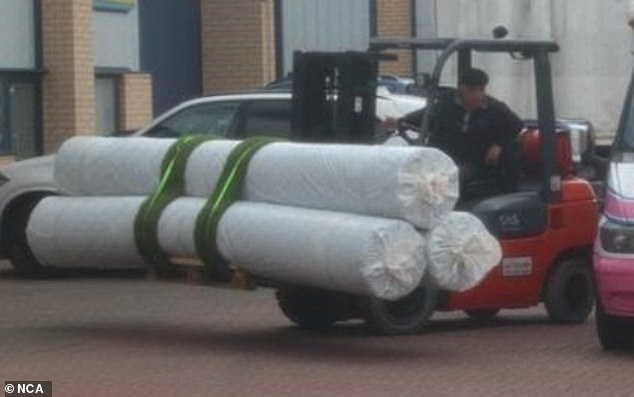 The pensioner was filmed by a police surveillance team behind the wheel of a forklift truck as he unloaded one shipment