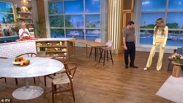 But the Getting Filthy Rich star couldn't help but make a cheeky comment about Dermot just moments into the show (pictured)