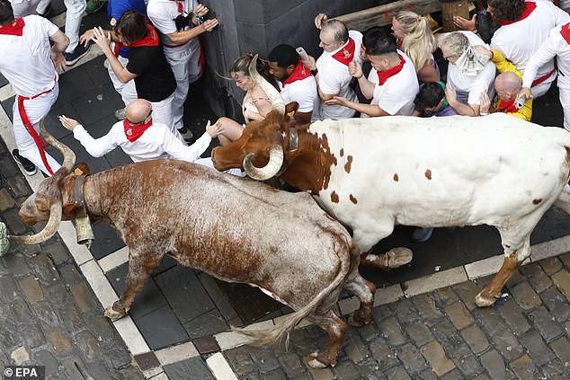 'The mother of all Spanish fiestas', Pamplona's famous bull-run, takes place at 8am sharp every morning for eight days - with thousands of people being chased by six bulls, which can weigh up to 1,200kg
