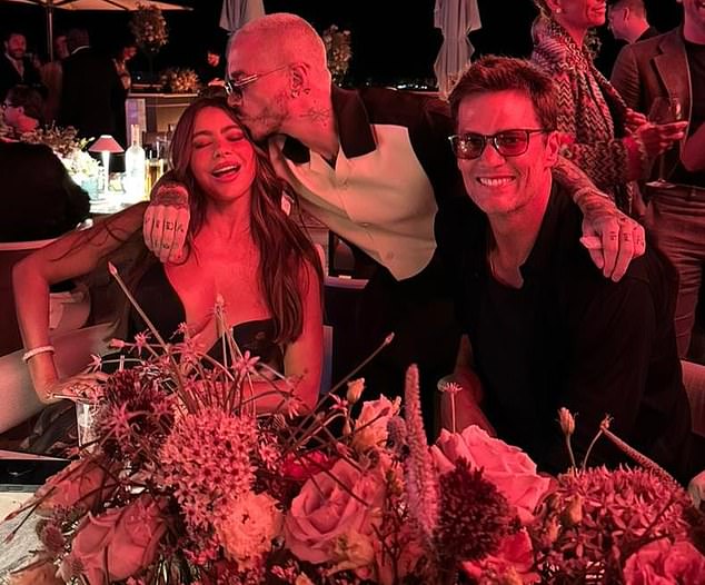 Tom Brady and Sofia Vergara (pictured with J Balvin) are pictured together on the superyacht