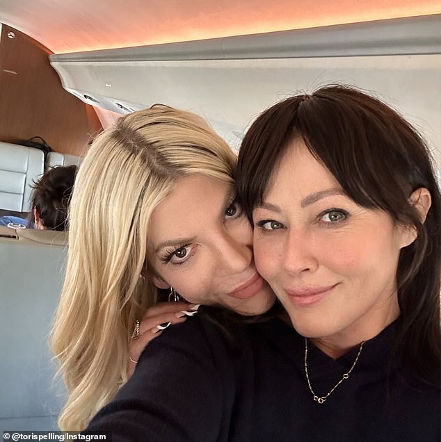 Tori Spelling, 52, shared her heartbreak at the loss of her friend Shannen Doherty on the one year anniversary of her former co-star's death from breast cancer at age 53 on Sunday