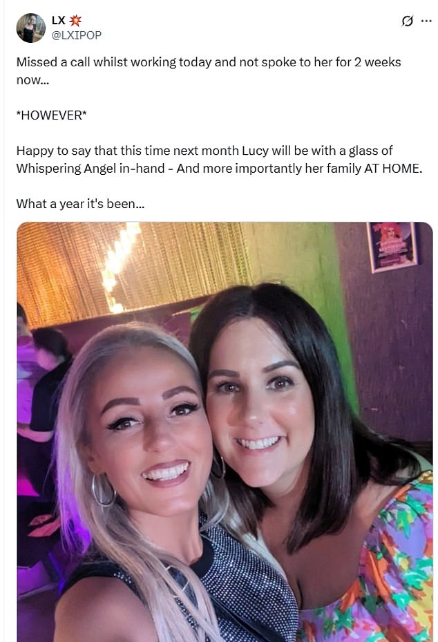 A friend of the mother and former childminder has shared a post to X saying Connolly will be 'with a glass of Whispering Angel in-hand' this time month