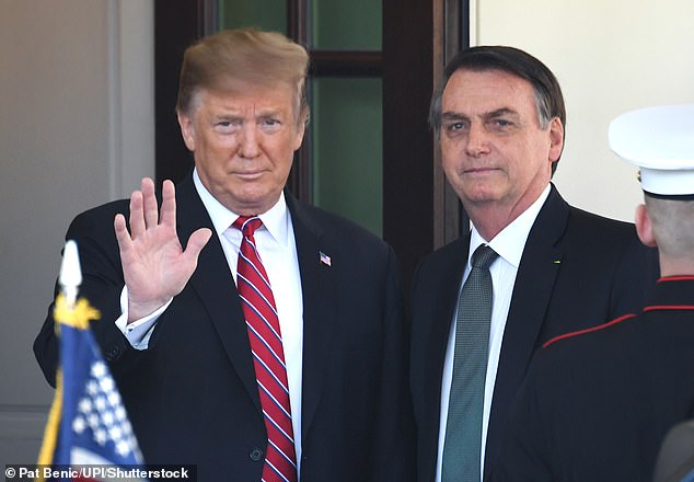 Trump has described Bolsonaro (pictured together in 2019) as a friend and hosted the former Brazilian president at his Mar-a-Lago resort when both were in power in 2020