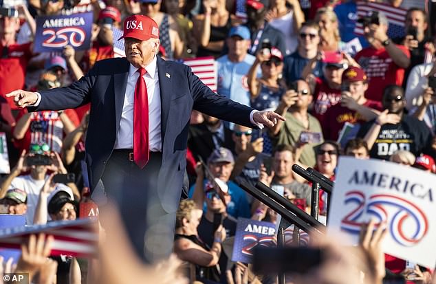 President Donald Trump takes the stage at the Iowa State Fairgrounds Thursday night in Des Moines to kick off a year's worth of 'America 250' events - including, Trump said, a UFC fight on the White House's grounds