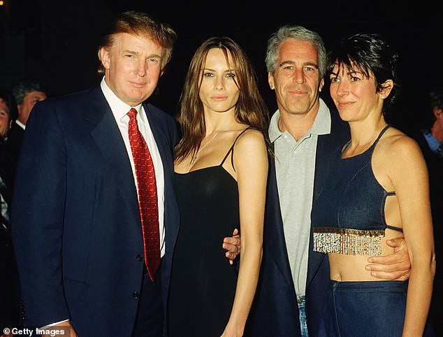 Donald Trump, Melania Trump, Jeffrey Epstein and Ghislaine Maxwell together at Trump's Mar-a-Lago resort in 2000