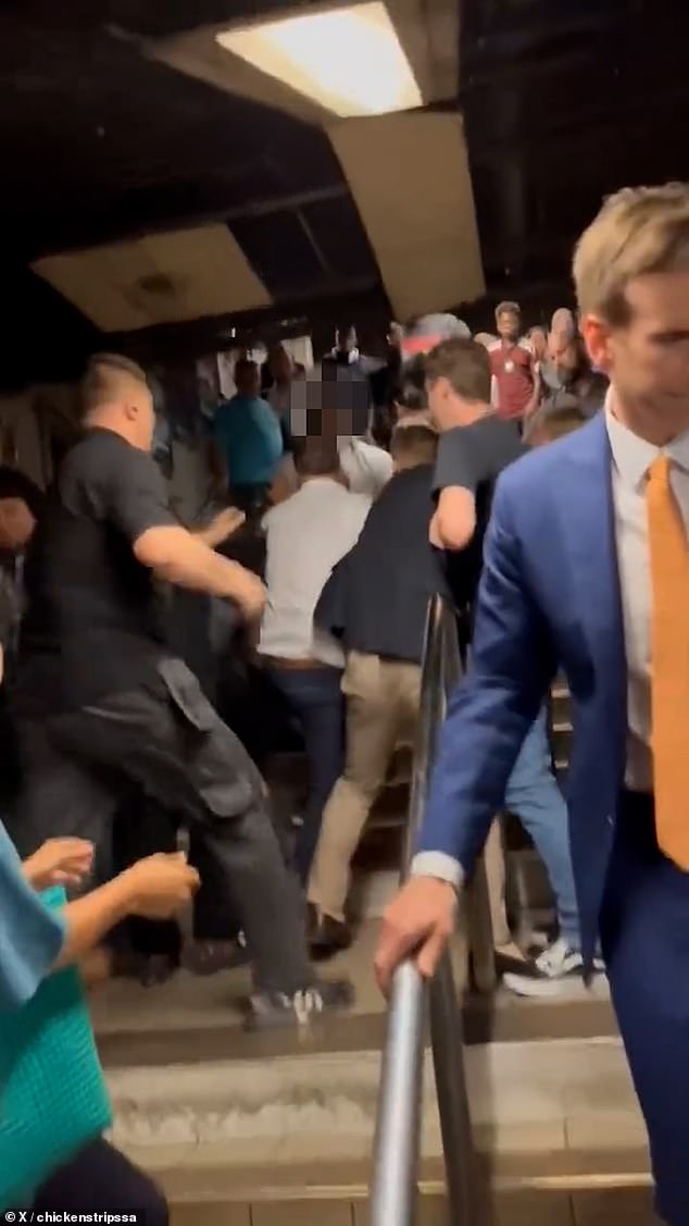 Footage circulating online caught a group of men fighting each other during a vicious melee on the steps of Highbury and Islington Tube station on Thursday afternoon