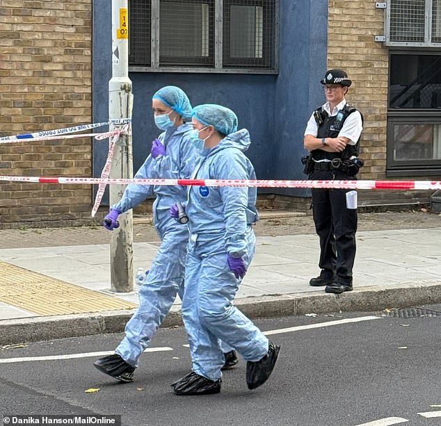 Multiple forensics officers have been seen on the street as a murder probe is launched