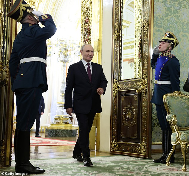 Trump also hit out at Russian President Vladimir Putin, saying he 'talks nice and then bombs everybody in the evening'