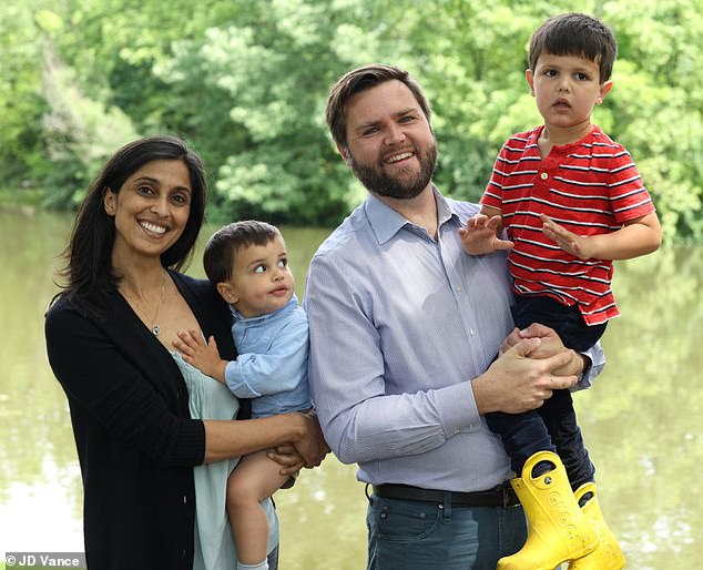 J.D. Vance - pictured with his wife and their children - will visit Scotland