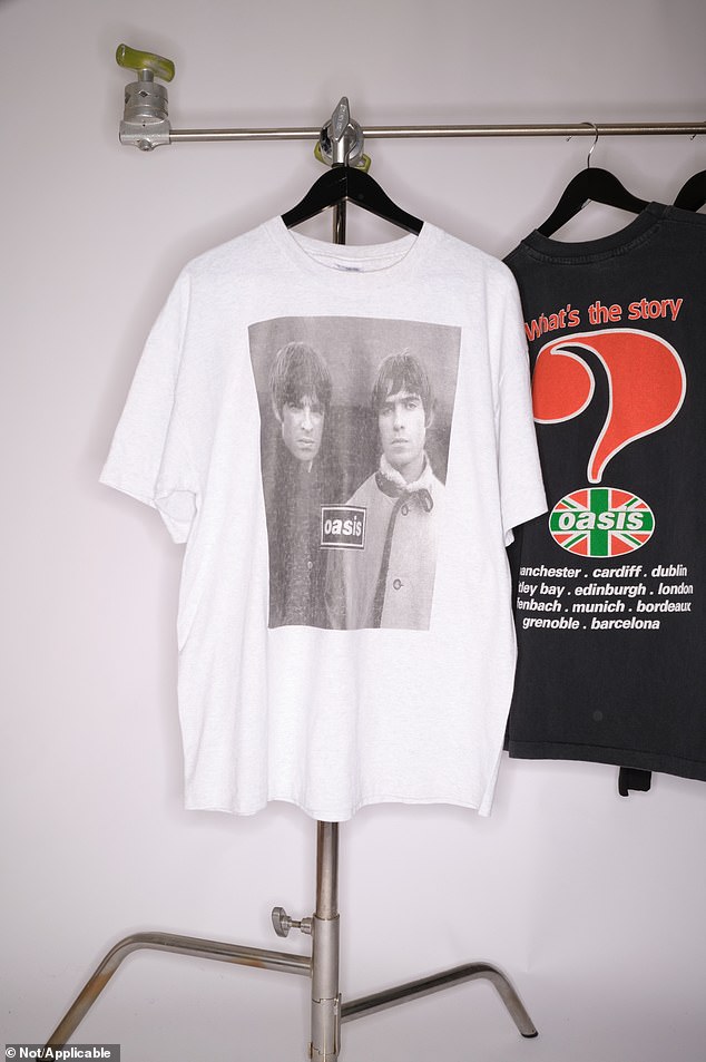 This £975 vintage T-shirt bears a black-and-white portrait of the Gallagher brothers, which they have recreated for the 2025 tour