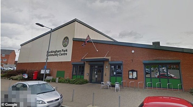 Thames Valley Police said man was seen giving children food and touching them over their clothing at Buckingham Park Community Centre at around 6.30pm on Thursday. Pictured: The community centre