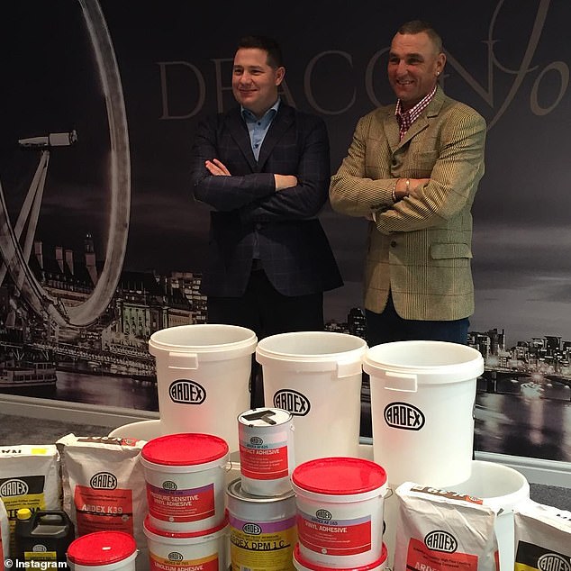 The former footballer (R) swapped Hollywood for flogging carpets when he started Deacon Jones Fine Flooring Ltd in 2016 with fitter mate Danny Deacon (L) Pictured 2016