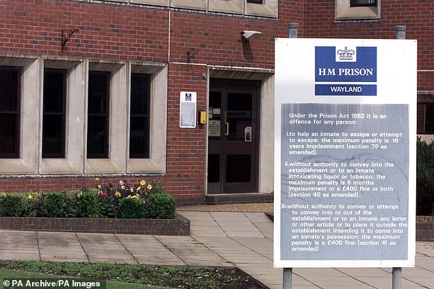 Inmates at HMP Wayland (pictured) were taught how to live virtuous, peaceful lives based on resilience, rational thinking and self-discipline