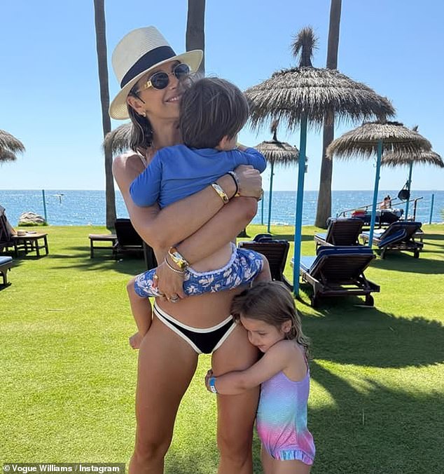 Prior to their beach trip, Vogue looked every inch the doting mother as she shared sweet family holiday pictures to Instagram on Sunday