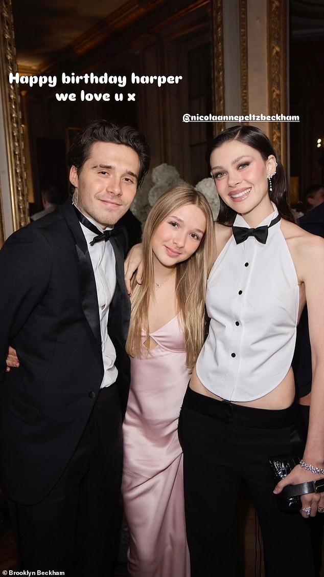 Brooklyn Beckham paid tribute to his sister Harper on her 14th birthday, amid fears he would ignore the festivities due to family tensions