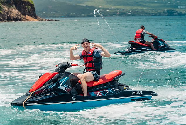 Palmer turned his hand to jet skiing off the coast of St Kitts, where his paternal grandfather was born before moving to the UK as a six-year-old