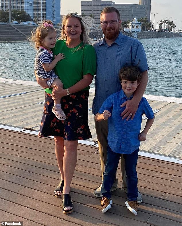 Reece (top right) and Paula Zunker (top left) were killed in the flood. Their young children, Lyle (left) and Holland (right), were both still missing as of Sunday
