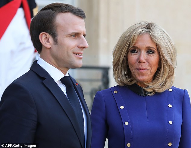 French president Emmanuel Macron and his wife Brigitte in Paris during a state visit from China in 2019