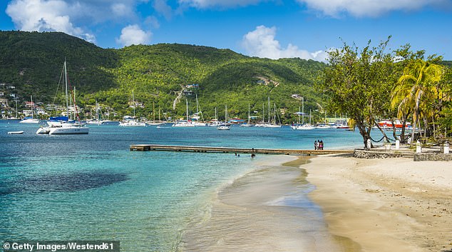 Exeter Coroner's Court heard that both Ms Weekes and her husband, a retired journalist and former editor of the Bournemouth Daily Echo, had been taken by a dinghy to the beach off the island early that morning while away on holiday. Pictured: Port Elizabeth, part of the Grenadines island chain