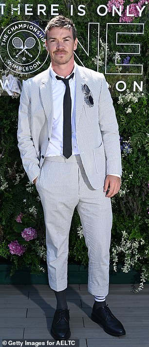 Will Poulter (pictured) appeared to be wearing wonky trousers and odd socks
