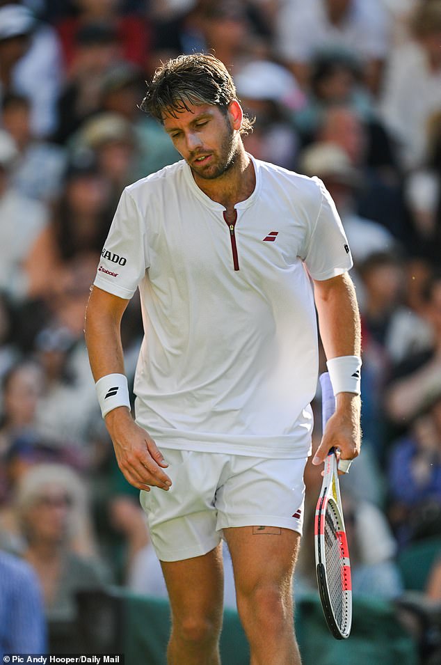 Defeat: Cameron Norrie lost to defending champion Carlos Alcaraz in the Men's Singles quarter-final