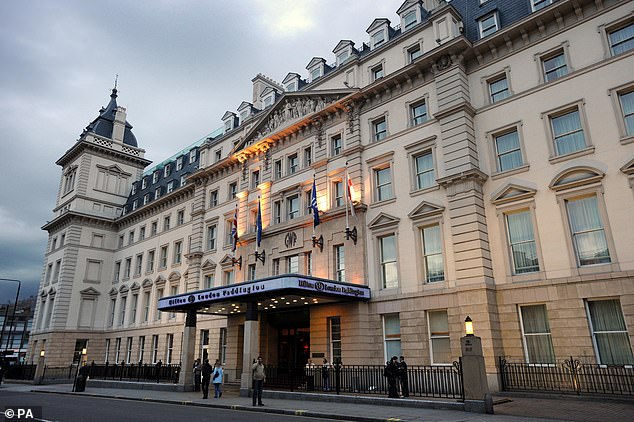 The pair met at the Steam Bar, which is located inside the Hilton Hotel in Paddington, west London (pictured)
